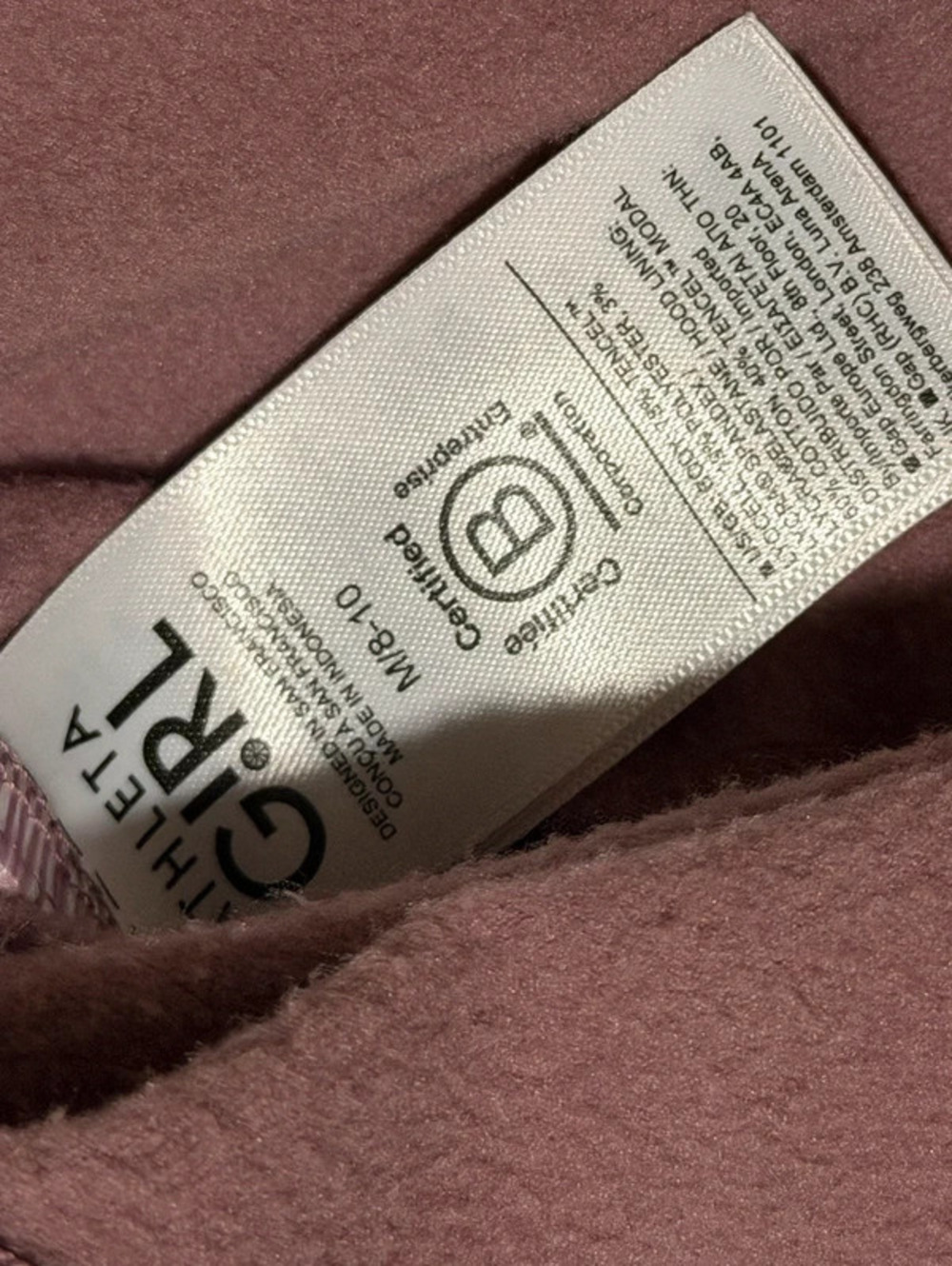 Athleta Girl Cozy Mauve Hoodie - Pullover cropped Sweatshirt size medium 8/10 - Picture 5 of 6